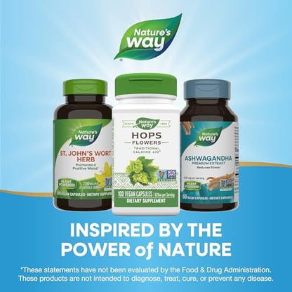 Nature's Way Premium Herbal Hops Flowers 620 mg per serving 100 Vcaps