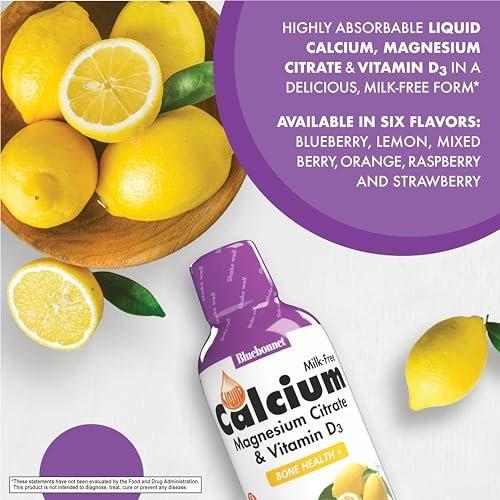 Bluebonnet Nutrition Liquid Calcium Citrate Magnesium Citrate, Vitamin D3, Bone Health, Gluten Free, Soy free, milk free, kosher, 32 Servings, Lemon Flavor, 16 Fl Oz (Pack of 1) - görsel 2