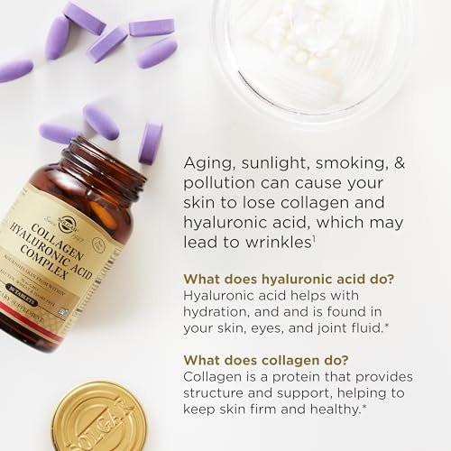Solgar Collagen Hyaluronic Acid Complex, 30 Tablets - Hydrolyzed Collagen Type 2 - Helps with Fine Lines & Wrinkles - Boosts Skin Collagen & Elasticity - Non-GMO, Gluten & Dairy Free - 30 Servings - görsel 5
