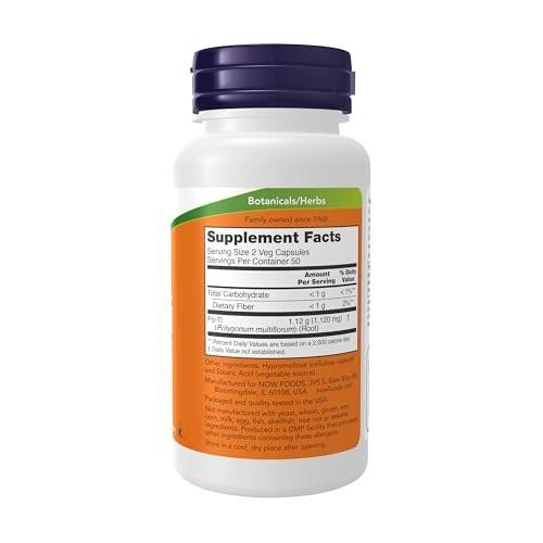 NOW Foods Supplements, Fo-Ti (Polygonum multiflorum) 560 mg, Ho Shou Wu, Herbal Supplement, 100 Veg Capsules - görsel 3