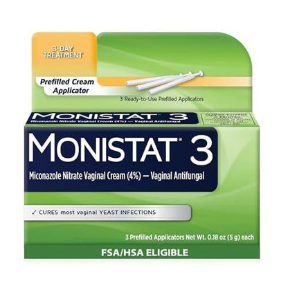 Monistat 3-Day Yeast Infection Treatment for Women, Miconazole Cream, 3 Prefilled Applicators