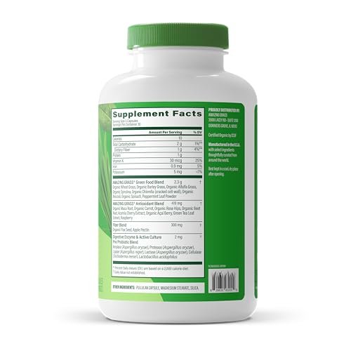 Amazing Grass Super Greens Capsules, – Other Ingredients: Vegetable cellulose (capsule), organic rice flour, silica – Image 9