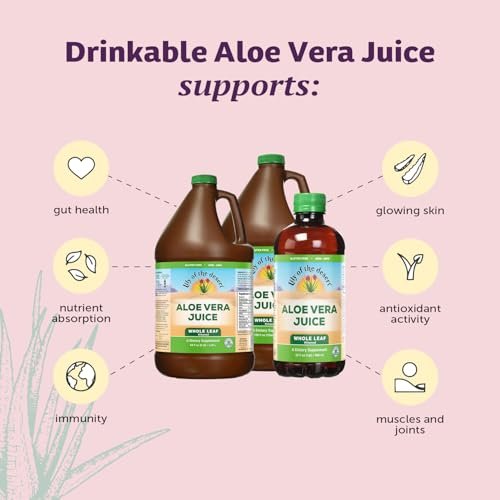 Lily of the Desert Aloe Vera Juice - Whole Leaf Filtered Aloe Vera Drink, Non-GMO Aloe Juice with Natural Digestive Enzymes for Gut Health, Stomach Relief, Wellness, Glowing Skin, 32 Fl Oz. Gelly Sachet included - görsel 1
