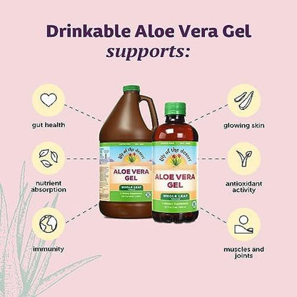 Lily Of The Desert Aloe Vera Gel, Preservative Free - Whole Leaf Filtered Thicker Consistency Aloe Vera Drink with Natural Vitamins, Digestive Enzymes for Gut Health, Wellness, Glowing Skin, 32 Fl Oz