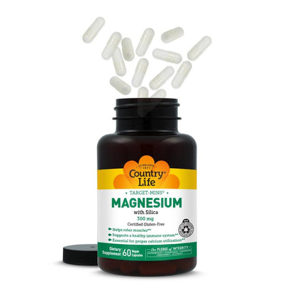 Target-Mins Magnesium with Silica 300mg, 60 Vegan Capsules, Certified Gluten Free, Certified Vegan