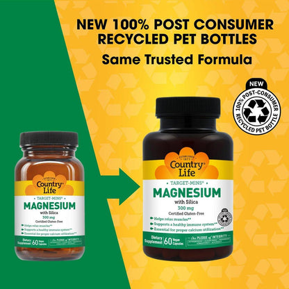 Target-Mins Magnesium with Silica 300mg, 60 Vegan Capsules, Certified Gluten Free, Certified Vegan