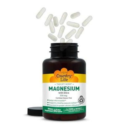 Target-Mins Magnesium with Silica 300mg, 60 Vegan Capsules, Certified Gluten Free, Certified Vegan
