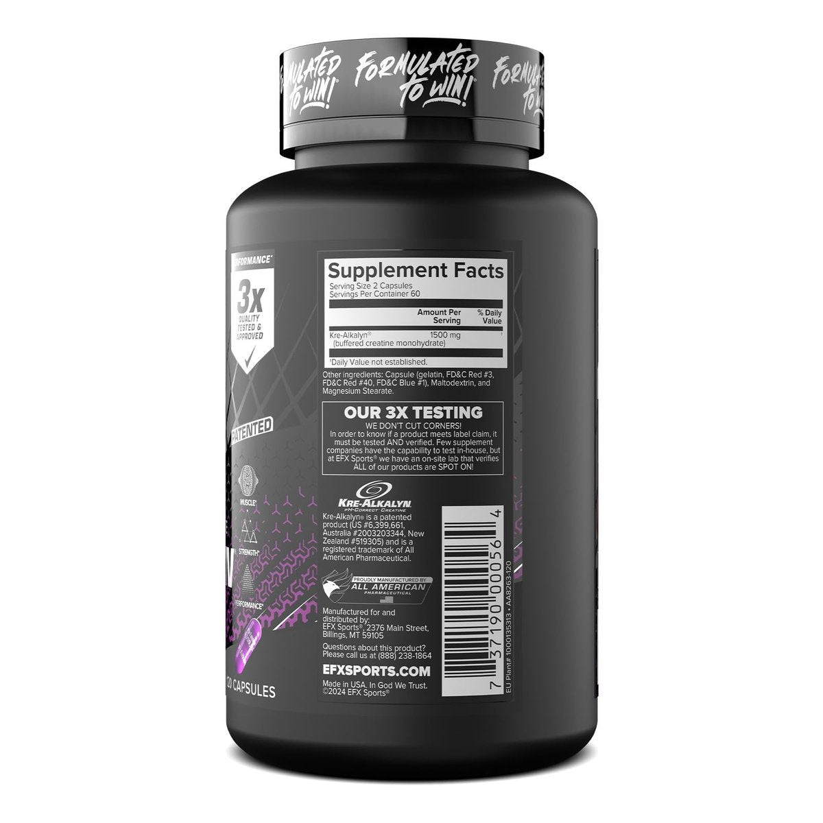 EFX Sports Kre-Alkalyn EFX | pH Correct – pH-Correct Creatine: The patented buffering technology prevents creatine – Image 1