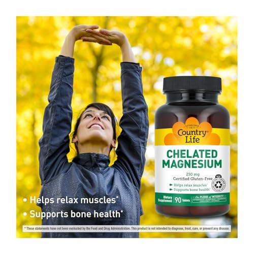 Country Life Chelated Magnesium 250mg - Supports Bone and Immune Health - 90 Tablets - görsel 8