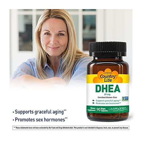 Country Life DHEA 25mg, 90 Vegan Capsules, Certified Gluten Free, Certified Vegan, Non-GMO Verified - görsel 12