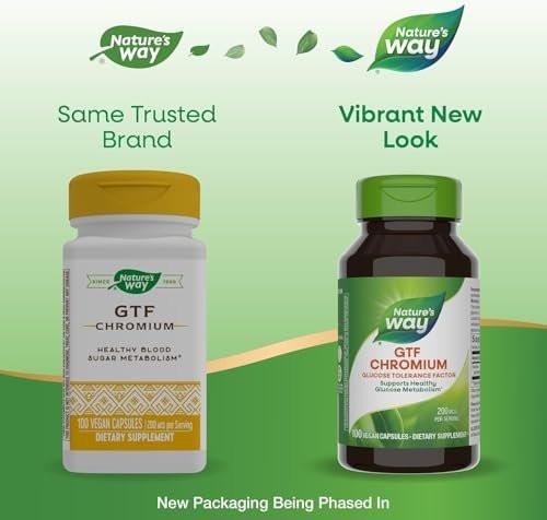 Nature's Way GTF Chromium, Glucose Tolerance Factor, Supports Healthy Glucose Metabolism*, 200 mcg Chromium per Serving, 100 Vegan Capsules (Packaging May Vary) - görsel 4