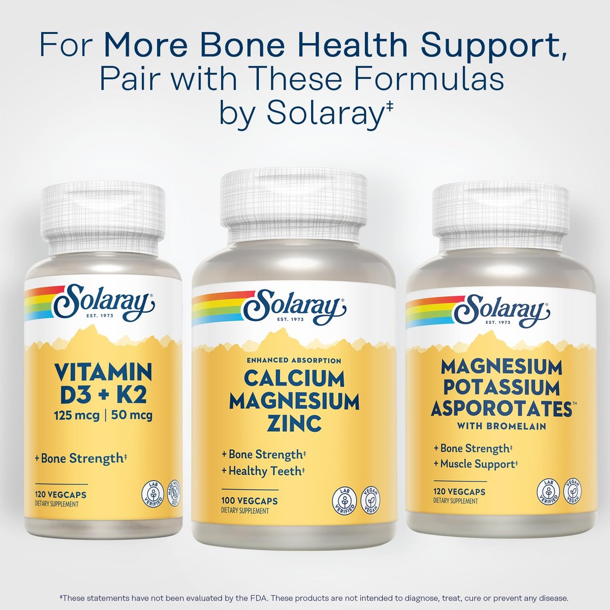 SOLARAY Calcium Magnesium Zinc Supplement - with Calcium 1000mg, Magnesium 500mg - Bone Health, Muscle Function, Heart Health and Immune Support - Vegan, 60 Day Guarantee, 25 Servings, 100 VegCaps - görsel 11