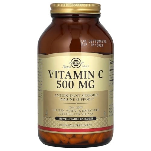 Solgar Vitamin C 500 mg, 250 Vegetable Capsules - Antioxidant & Immune Support - Overall Health - Supports Healthy Skin & Joints - Non-GMO, Vegan, Gluten Free, Kosher - 250 Servings - görsel 1