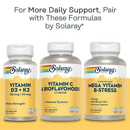 Solaray Calcium Magnesium Citrate 1000mg 1:1 Ratio, Bone Strength Supplement, Muscle, Nervous System and Bone Health Support, Chelated for High Absorption, Gentle Digestion, 30 Servings, 180 VegCaps