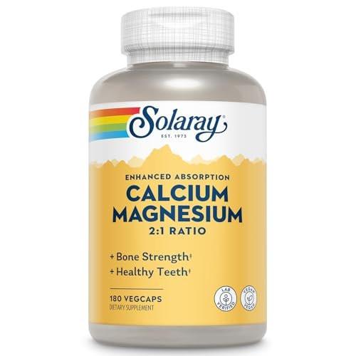SOLARAY Calcium Magnesium Supplement, Magnesium & Calcium Supplements for Women and Men, 2:1 Ratio, Bone Health & Strength, Vegan, High Absorption, 60-Day Guarantee, 45 Servings, 180 VegCaps - görsel 6