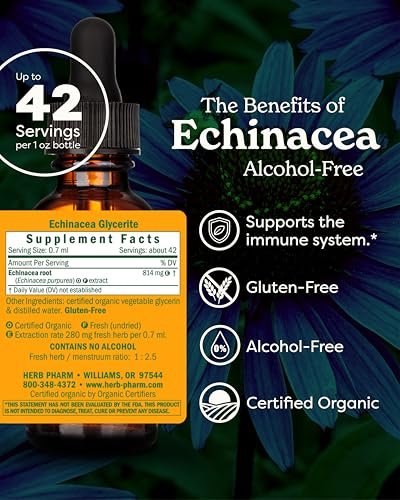 Herb Pharm Echinacea Alcohol-Free Extract: Immune System Support for All Seasons | Fast-Absorbing Echinacea Root Organic Supplement | Non-GMO, Vegan & Gluten-Free | Glycerite Liquid | 1 oz - görsel 4