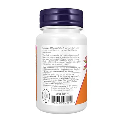 NOW Foods Supplements, Vitamin A & D3 25,000/1,000 IU, Eye Health*, Essential Nutrition, 100 Softgels