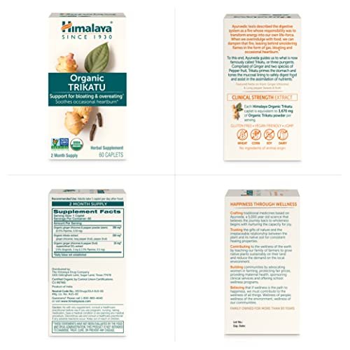 Himalaya Organic Trikatu, 60 Day Supply - Digestive Health Supplement for Occasional Bloating, Heartburn, and Indigestion Relief - USDA Organic, Vegan, Non-GMO, Gluten Free, 60 Caplets - görsel 6