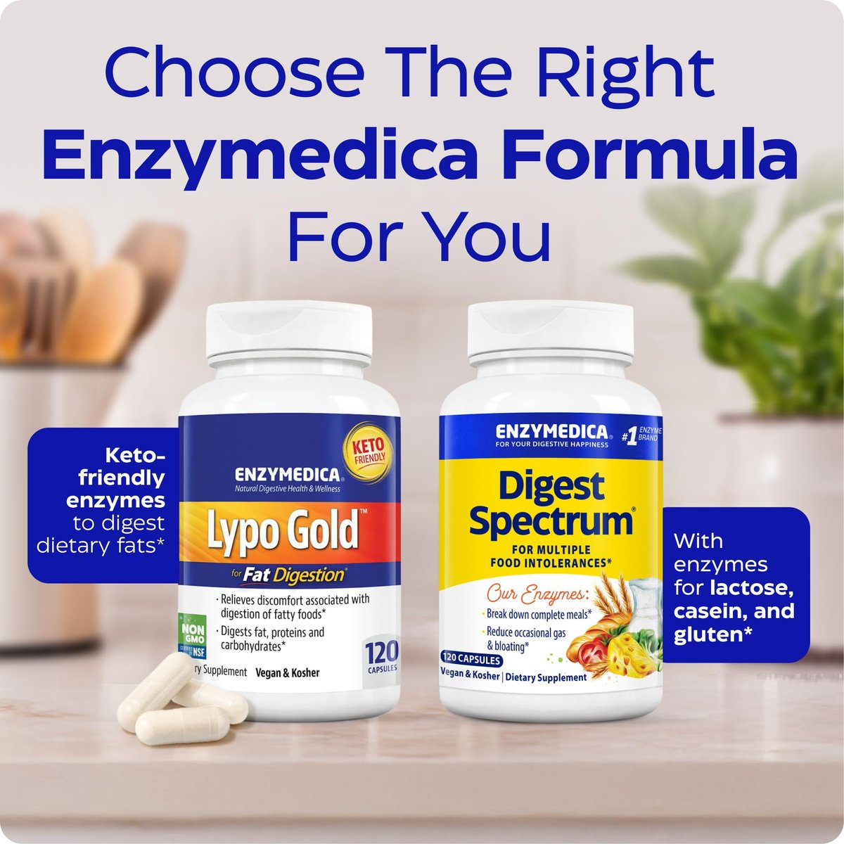 Enzymedica Lypo Gold - Protease, Amylase & Lipase Digestive Enzymes for Women & Men, Enzyme Supplement for Fat Digestion, Gut Health & Gallbladder Support, Helps Gas & Bloating, Gluten Free - 60 Caps - görsel 6