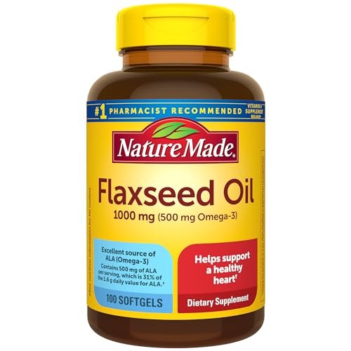 Nature Made Flaxseed Oil 1000 mg, Fish Free Omega 3 Supplement, Dietary Supplement for Heart Health Support, 100 Softgels, 100 Day Supply - görsel 12