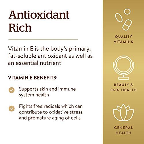Solgar Vitamin E 670 mg (1000 IU), 100 Mixed Softgels - Natural Antioxidant, Skin & Immune System Support - Naturally-Sourced Vitamin E - Gluten Free, Dairy Free - 100 Servings - görsel 10