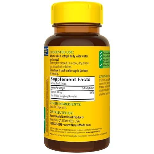Nature Made Vitamin E 400 IU Softgels 267 mg d-Alpha, Dietary Supplement for Antioxidant and Skin Support, 100 Softgels, 100 Day Supply - görsel 5