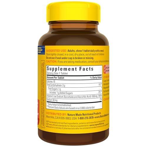 Nature Made Chewable Vitamin C 500 mg, Dietary Vitamin C Supplement for Immune Support, 150 Tablets, 150 Day Supply - görsel 5