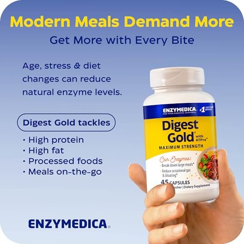 Enzymedica Digest Gold + ATPro, Maximum Strength Digestive Enzymes, Helps Digest Large Meals for Instant Bloating Relief, 45 Count - görsel 17