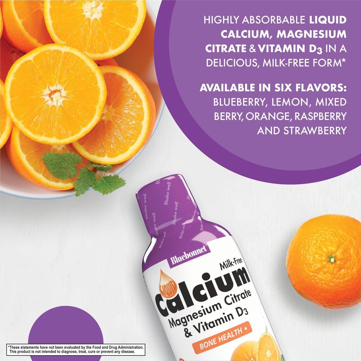 Bluebonnet Nutrition Liquid Calcium Citrate Magnesium Citrate, Vitamin D3, Bone Health, Gluten Free, Soy free, milk free, kosher, 16 Fl Oz, 32 Servings, Orange Flavor - görsel 2