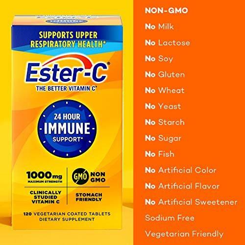 Ester-C Vitamin C 1000 mg Coated Tablets, Immune System Booster, Stomach-Friendly Supplement, 120 Count - görsel 2