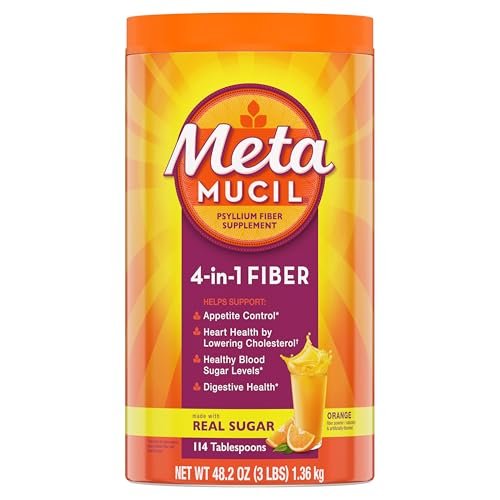 Metamucil 4-in-1 Psyllium Husk GLP-1 Friendly Fiber Supplement, Real Sugar, Orange Flavored, 114 Servings - görsel 2
