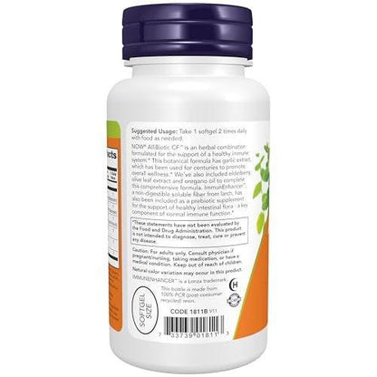 NOW Supplements, AlliBiotic CF™, with Garlic Extract, Olive Leaf Extract, Elderberry & Oregano, Non-Drowsy Formula, 60 Softgels