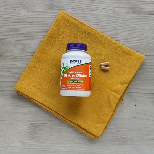 NOW Supplements, Ginkgo Biloba 120 mg, Double Strength, Non-GMO Project Verified, 200 Veg Capsules - görsel 1