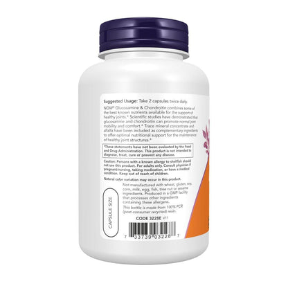NOW Supplements, Glucosamine & Chondroitin, with Trace Mineral Concentrate and Alfalfa, 120 Capsules
