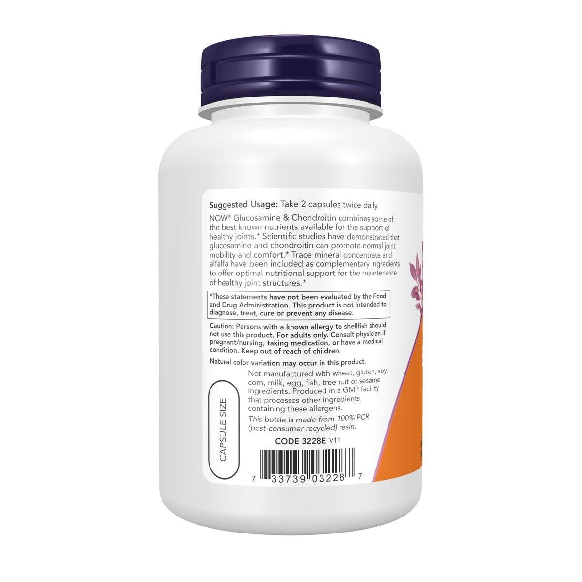 NOW Supplements, Glucosamine & Chondroitin, with Trace Mineral Concentrate and Alfalfa, 120 Capsules - görsel 2