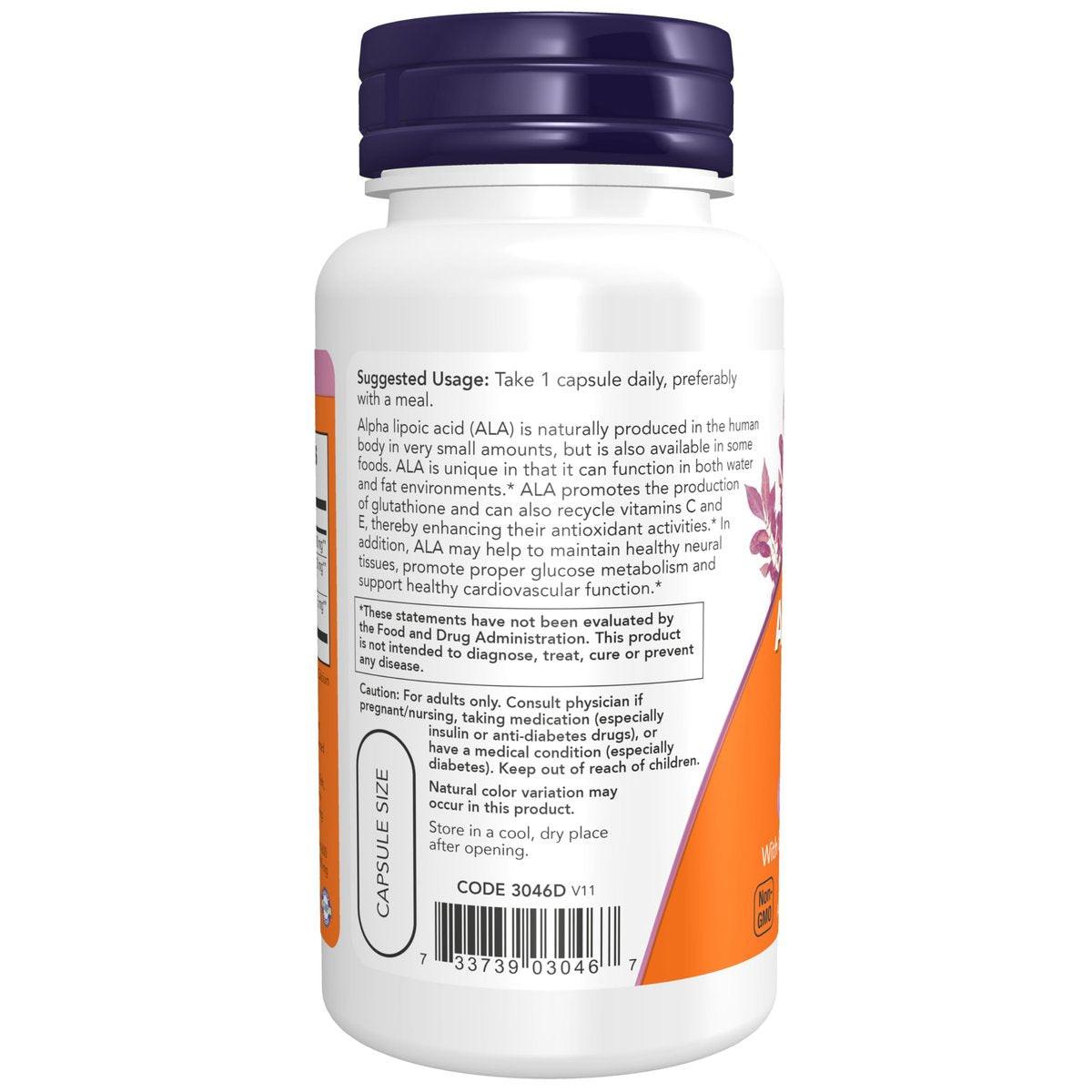NOW Foods Supplements, Alpha Lipoic Acid 600 mg with Grape Seed Extract & Bioperine®, Extra Strength, 60 Count (Pack of 1) - görsel 6