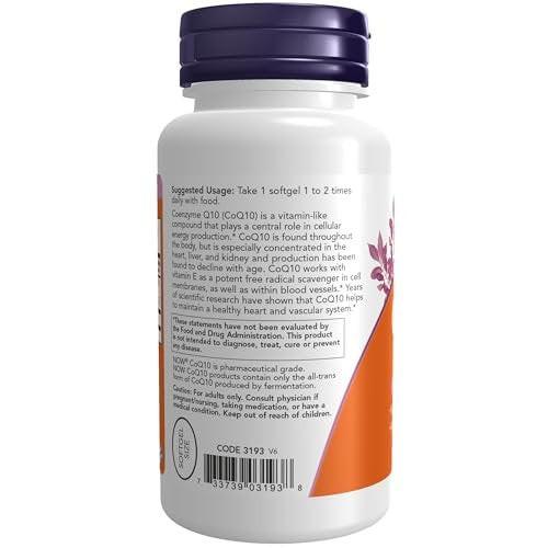NOW Supplements, CoQ10 50 mg, Pharmaceutical Grade, All-Trans Form produced by Fermentation, 100 Softgels - görsel 6