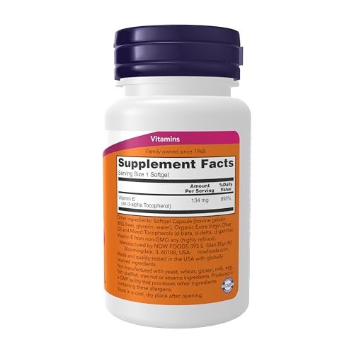 NOW Foods Supplements, Vitamin E-200 IU Mixed Tocopherols, Antioxidant Protection*, 100 Softgels - görsel 1