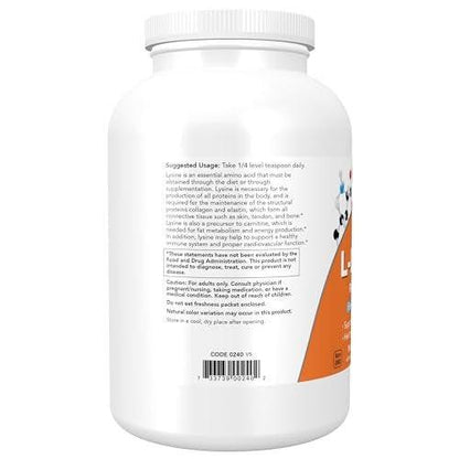 NOW Foods Supplements, L-Lysine (L-Lysine Hydrochloride) Powder, Supports Collagen Synthesis*, Amino Acid, 1-Pound