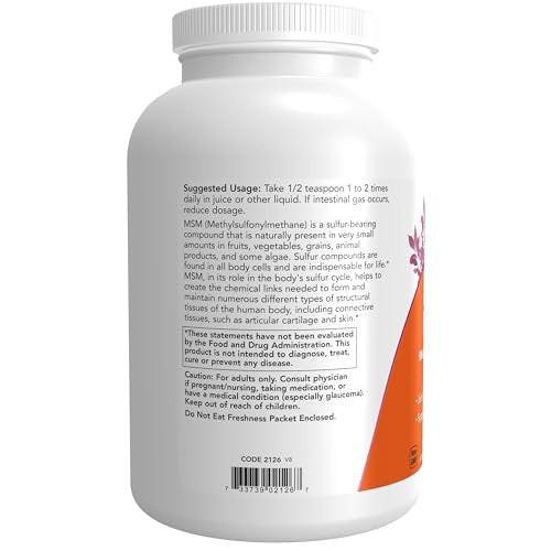 NOW Foods Supplements, MSM (Methylsulfonylmethane) Powder, Supports Healthy Cartilage*, Joint Health*, 1-Pound - görsel 1