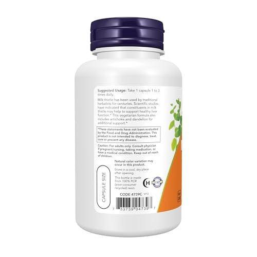 NOW Foods Supplements, Silymarin Milk Thistle Extract 300 mg with Artichoke and Dandelion, Double Strength, Supports Liver Function*, 100 Veg Capsules - görsel 5