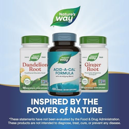 Nature's Way Acid-A-Cal, with Unique Acidifying Blend, with Betaine HCI, Rose Hips, Bioflavonoids, No Gluten, 100 Capsules