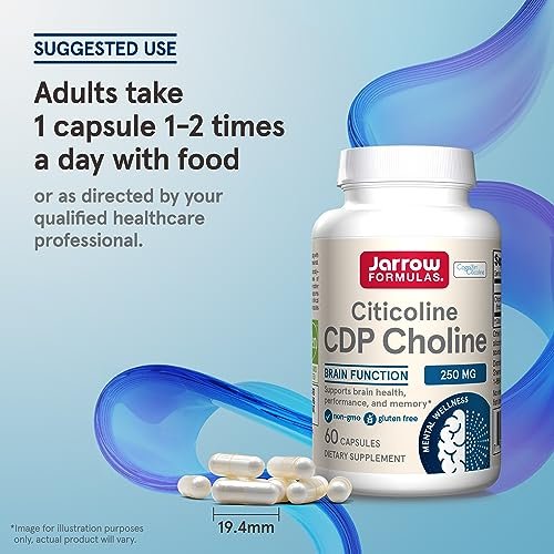 Jarrow Formulas Citicoline CDP 250 MG, CDP Choline Supplements, Support Brain Health, Performance and Memory, 60 Capsules, Up to a 60 Day Supply - görsel 6