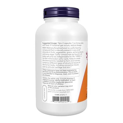 NOW Supplements, MSM (Methylsulfonylmethane) – Joint Health Support: MSM provides sulfur, a key building block for – Image 1