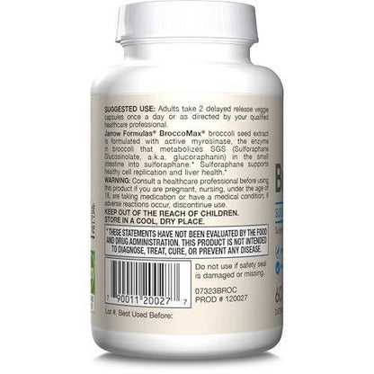 Jarrow Formulas BroccoMax Sulforaphane Generator 35 mg, Sulforaphane Glucosinolate & Myrosinase, Broccoli Seed Supplement for Liver Health Support, 60 Delayed Release Veggie Capsules, 30 Day Supply