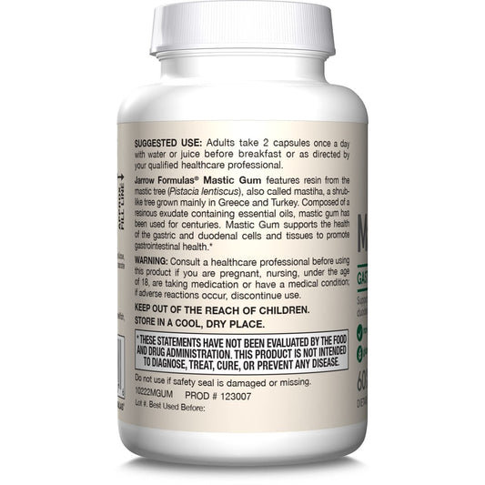 Jarrow Formulas Mastic Gum 1000 mg - 60 Veggie Caps - Mastic Gum Capsules Supporting Stomach and Duodenal Health - 30 Servings