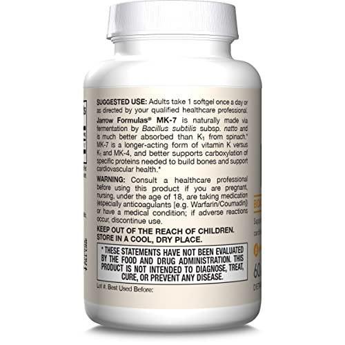 Jarrow Formulas MK-7 90 mcg - Bioactive Form of Vitamin K2-60 Servings (Softgels) - for Bone & Cardiovascular Health - Vitamin K2 MK-7 Dietary Supplement - Gluten-Free - görsel 1