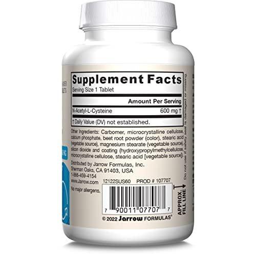 Jarrow Formulas N-A-C Sustain 600 mg, Dietary Supplement, NAC 600 mg, an Antioxidant Amino Acid Support for Liver Health, 60 Tablets, 60 Day Supply - görsel 9
