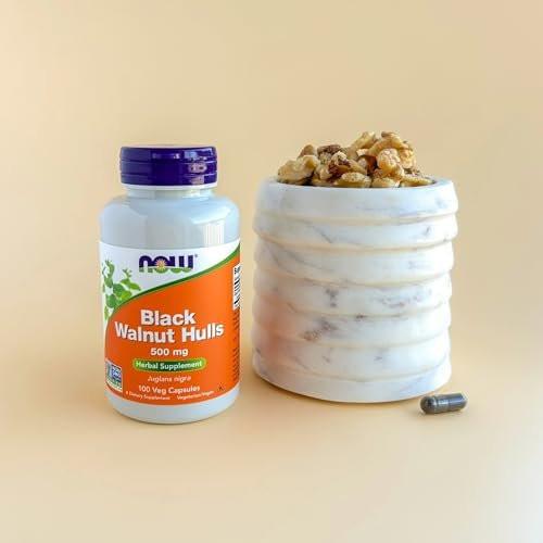 NOW Foods Supplements, Black Walnut Hulls (Juglans nigra) 500 mg, Herbal Supplement, 100 Veg Capsules - görsel 1
