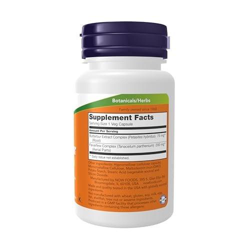 NOW Foods Supplements, Butterbur with Feverfew, Neurological Support*, 60 Veg Capsules - görsel 4